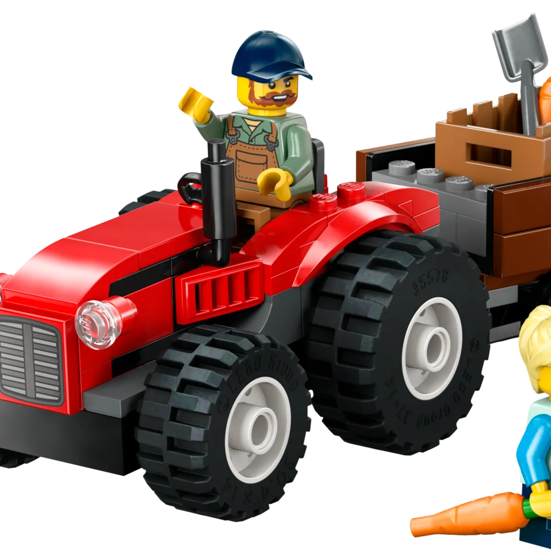 Red Farm Tractor with Trailer & Sheep