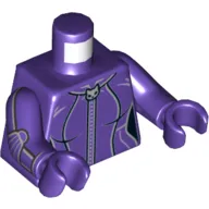 Torso Jacket with Zipper with Cat Head, 2 Thin Gray Stripes Print (Catwoman), Dark Purple Arms and Hands
