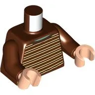 Torso Sweater, Tan and Dark Brown Stripes print, Reddish Brown Arms, Light Nougat Hands