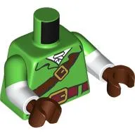 Torso, Dual Molded Arms, Shirt, Dark Red Belt, Gold Buckle, Reddish Brown Strap, White Shirt Print, Bright Green Sleeves Pattern, White Arms, Reddish Brown Hands