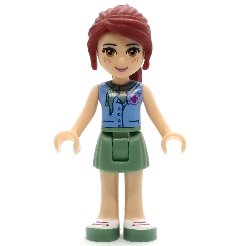 Mia - Medium Azure Shirt, Sand Green Skirt, Veterinarian