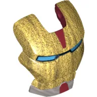 Headwear Accessory Visor Top Hinge with Gold Face Shield, Blue Eyes and Silver Chin Print (Iron Man)