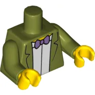 Torso Jacket, Lavender Bow Tie and White Shirt Print, Olive Green, Yellow Hands
