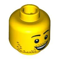 Minifig Head Peasant, Dual Sided, Beard Stubble, Smile / Open Smile Print [Blocked Open Stud]