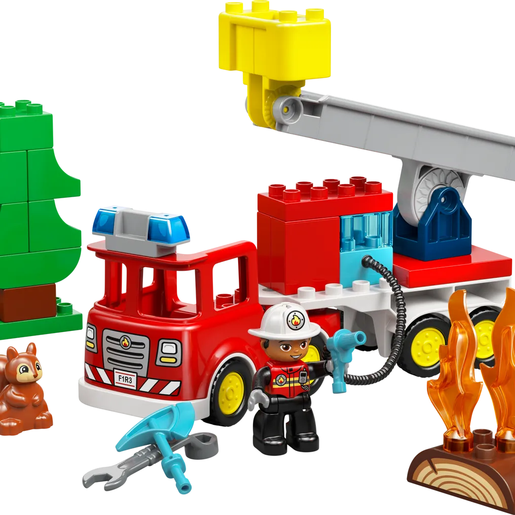 Fire Truck with Hose and Firefighter