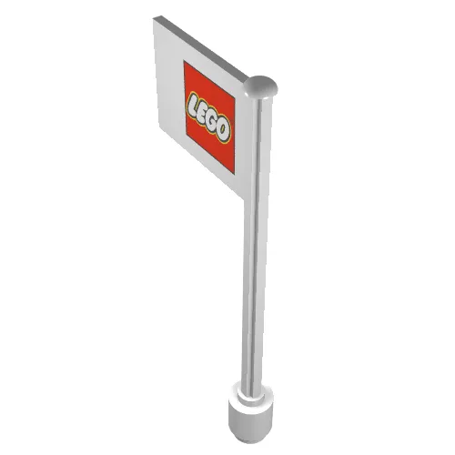 Flag on Flagpole, Straight with Red Small Lego Print