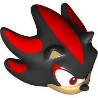 Minifig Head Special, Shadow with Warm Tan Face, Scowl, White Eyes, Red Streaks in Hair/Spines Print