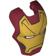 Headwear Accessory Visor Top Hinge, Rounded with Gold Ironman Mask, White Eyes Print