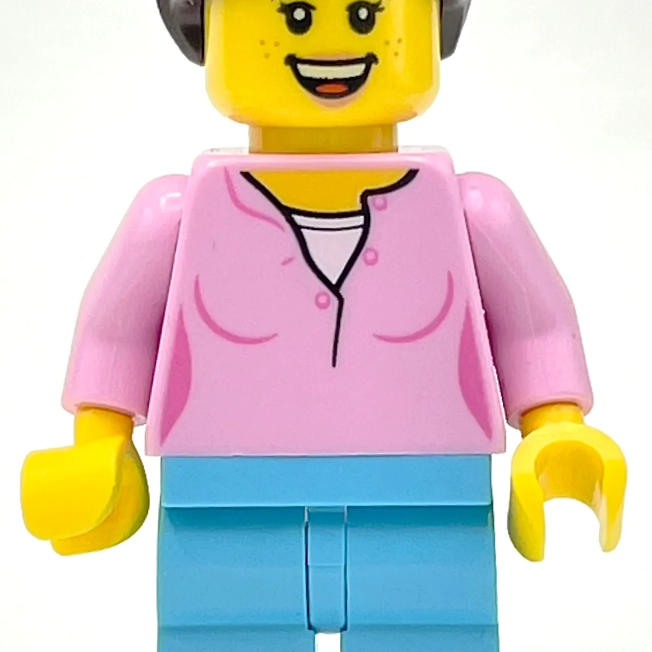 Bright Pink Torso, Medium Azure Legs, Dark Brown Hair