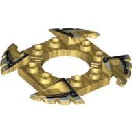 Ring 4 x 4 with 2 x 2 Hole and 4 Serrated Ends with Black and Silver Print (Ninjago Spinner Crown)