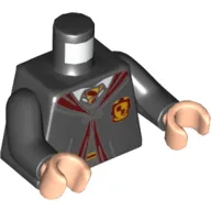 Torso Robe, Clasp, Dark Bluish Gray Sweater, Gryffindor Crest Print, Black Arms, Light Nougat Hands