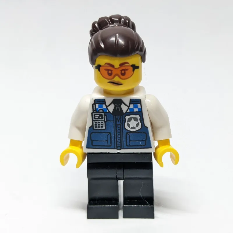 Gracie Goodhart, Dark Blue Police Vest, Dark Brown Hair