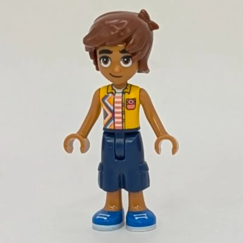 Leo, Bright Light Orange Vest, Dark Blue Pants