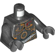 Torso Droid Metal Plates with Worn Orange Stains and Silver Wires Print, Pearl Titanium Arms, Dark Bluish Gray Hands