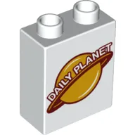 Duplo Brick 1 x 2 x 2 with Daily Planet Logo Print