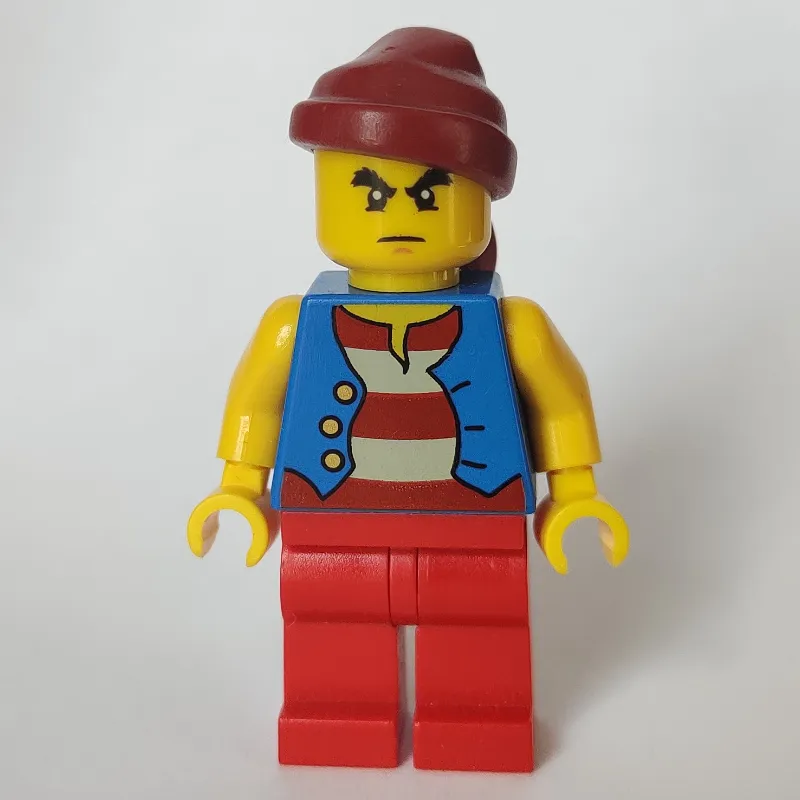 Pirate - Blue Vest, Red Legs, Dark Red Bandana, Bushy Eyebrows