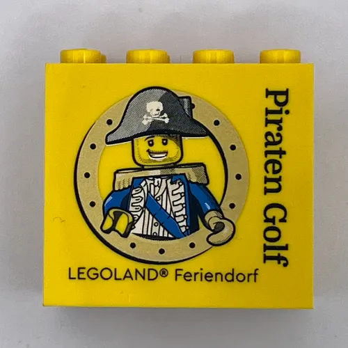 Brick 2 x 4 x 3 with 'LEGOLAND Feriendorf Piraten Golf' Print
