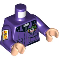 Torso Jacket with Pockets, Joker Face, and Dice Tie Print, Dark Purple Arms with Playing Cards Print, Light Nougat Hands