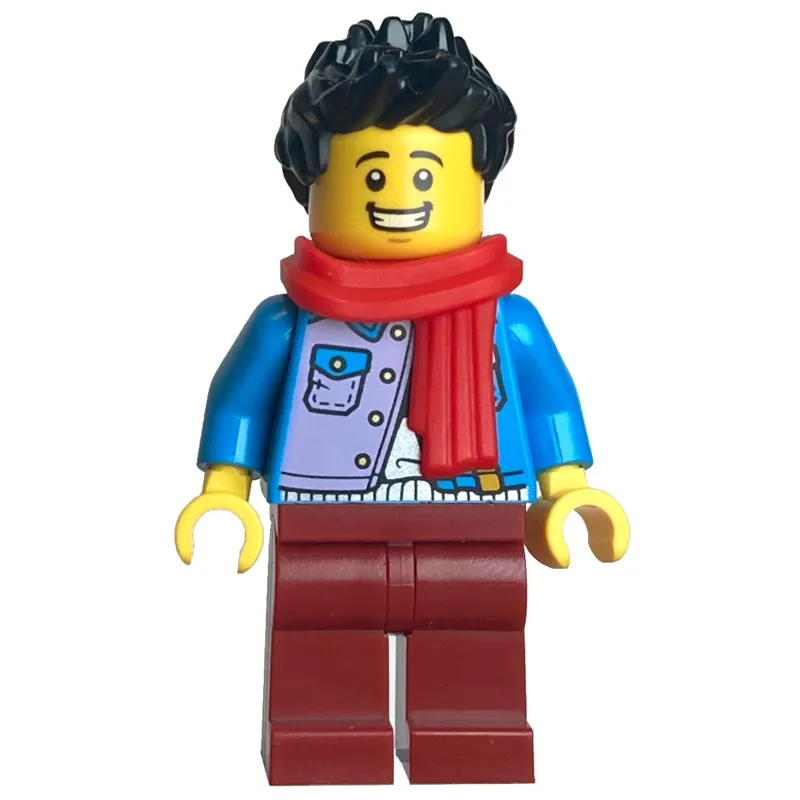 Dark Azure Torso, Dark Red Legs, Black Hair