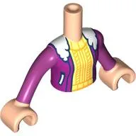 Minidoll Torso Girl with Magenta Jacket, Fur Collar, Bright Light Yellow Sweater, Light Nougat Arms and Hands