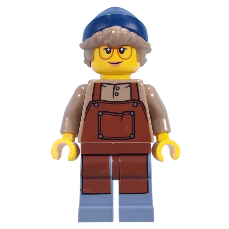 Barista, Reddish Brown Apron, Dark Blue Beanie