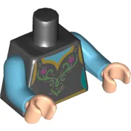Torso Dress with Flowers, Medium Azure Undershirt Print, Medium Azure Arms, Light Nougat Hands