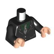 Torso Jacket, Dark Bluish Grey Tie, Dark Green Shirt print, Black Arms, Light Nougat Hands