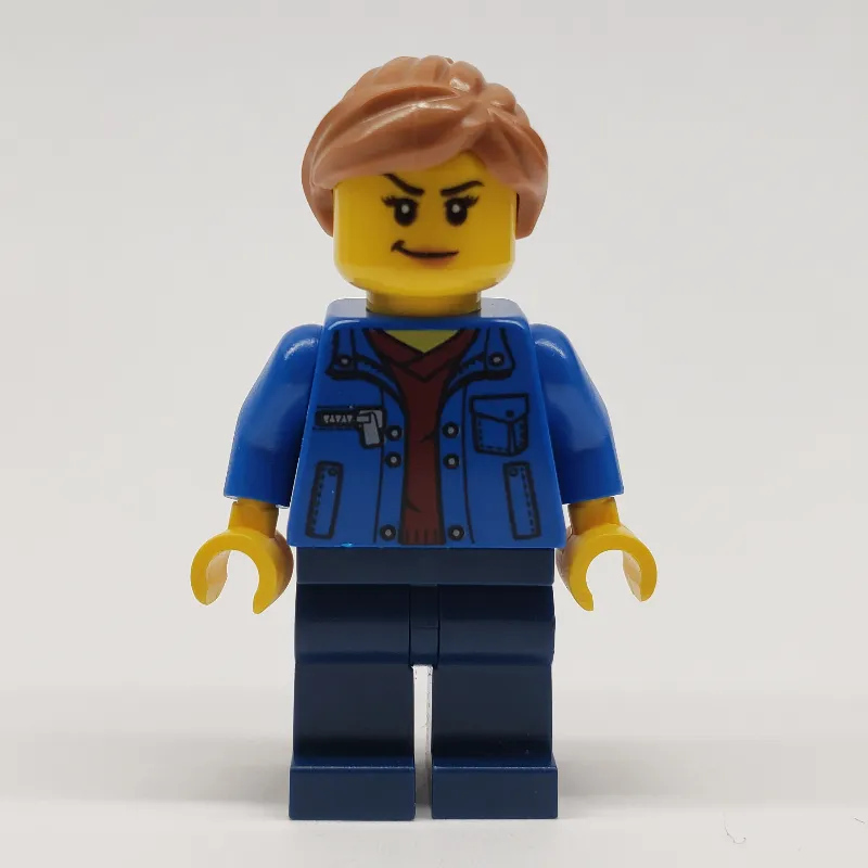 Woman, Blue Jacket, Dark Blue Legs, Medium Nougat Hair