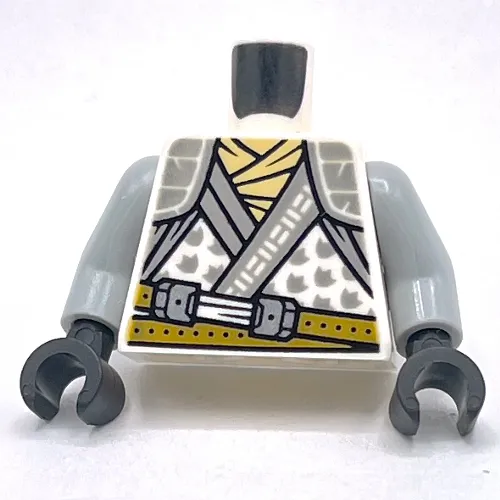 Torso Robe with Silver Trim, Dark Tan Belt print, Light Bluish Gray Arms, Black Hands