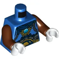 Torso Armor, Dark Blue Scarf, Gold Chains, Dark Blue Belt and Blue Round Jewel (Chi) Print, Reddish Brown Arms, White Hands
