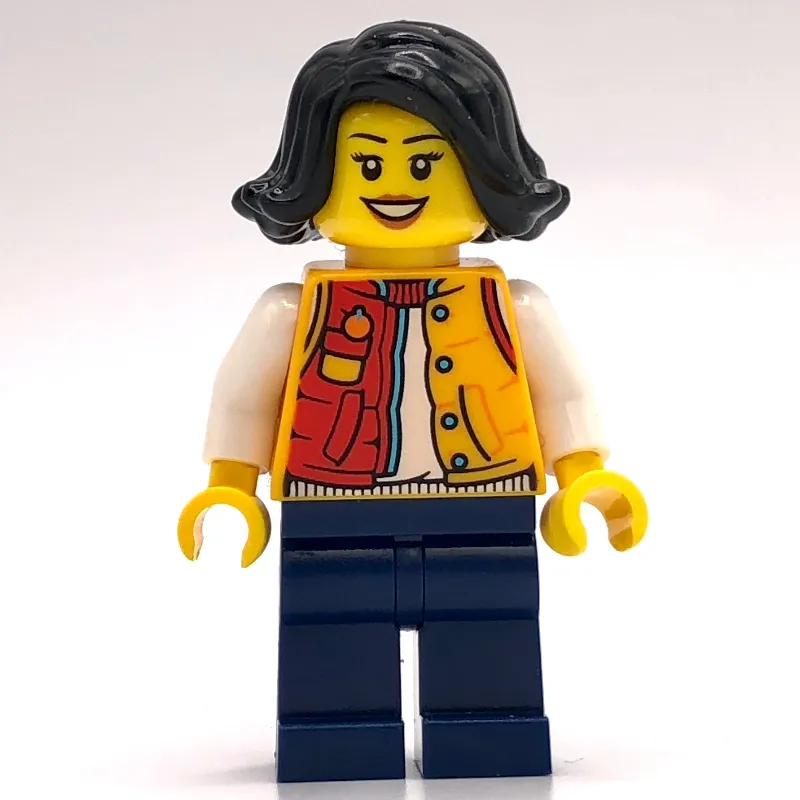 Orange Torso, Dark Blue Legs, Black Hair