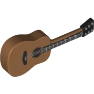 Musical Instrument Guitar Acoustic with Black Neck and Silver Strings Print