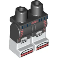 Hips with Black Legs and White Boots Pattern with Coral Waist Tie, Toes, and Side Stripes, White Knee Pads Print