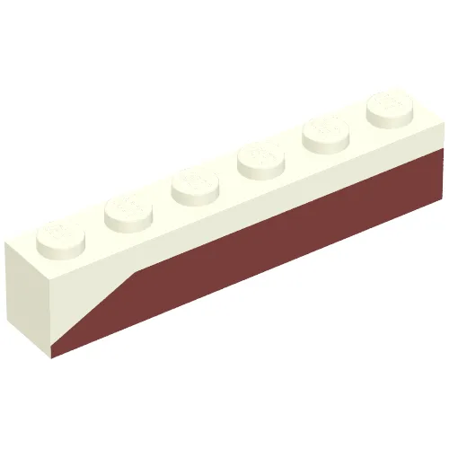 Brick 1 x 6 with Dark Red Bottom Stripe Slope Down at Left End Print - Set 611-2