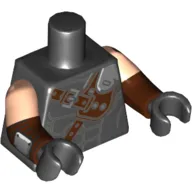 Torso, Dual Molded Arms, Muscles, Straps, Holster Print, Light Nougat Sleeves Pattern, Reddish Brown Arms with Metal Plate Print, Black Hands