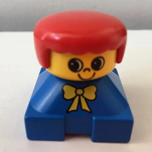 Duplo 2 x 2 x 2 Figure Brick, Rounded Bangs, Red Hair, Yellow Bow Print