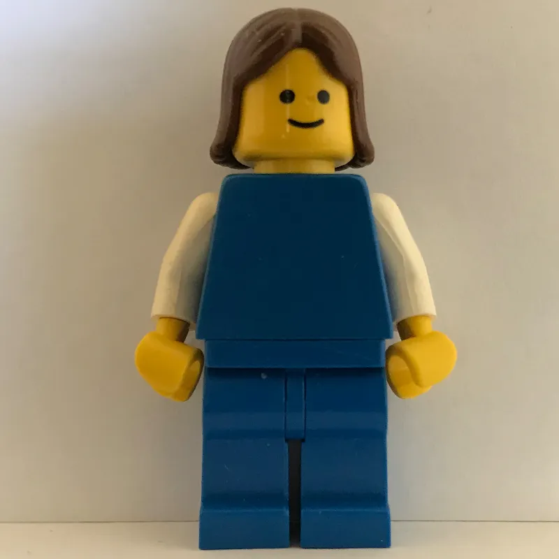 Woman, Plain Blue, Brown Hair