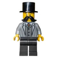 Passenger, Light Bluish Grey Torso, Pearl Titanium Legs, Black Hat, Moustache