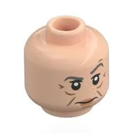 Minifig Head Violet Crawley, Dark Bluish Grey Eyebrows, Wrinkles, Stern / Raised Eyebrow