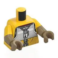 Torso, Dual Molded Arms with Yellow Sleeves Pattern, Dark Tan Arms and Hands with Print