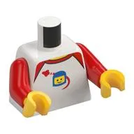 Torso Shirt, Red Collar, Spaceship, and Classic Space Minifigure Head with Helmet Print, Red Arms, Yellow Hands