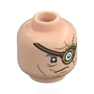 Minifig Head Alastor Mad-Eye Moody, Dark Tan Eyebrows, Wrinkles/Scars, Gold Eyepatch, Blue Eye, Crooked Smile