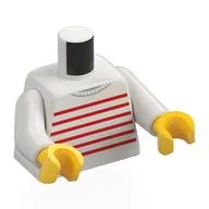 Torso Sweater with Thin Red Horizontal Stripes Print, White Arms, Yellow Hands