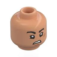 Minifig Head Luffy, Thick Eyebrows, Nougat Scar, Eating / Confused Print