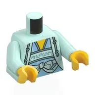 Torso, Bright Light Blue Dress, Light Aqua Band, Bow, Yellow Chest print, Light Aqua Arms, Yellow Hands