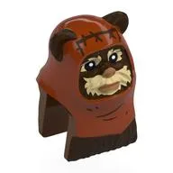 Minifig Head Special, Ewok with Molded Dark Orange Hood and Tan Face Paint, Stitches and Creases Print (Wicket)