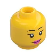 Minifig Head Juno, Eyebrows, Pink Lips, Eyelashes / Sunglasses with Purple Frames Print