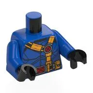 Torso, Chest Armour, Yellow Straps, Red Buckles with X Print, Blue Arms, Black Hands