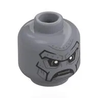 Minifig Head Doctor Doom, Metal Plating, Black Lines, Silver Ribbits