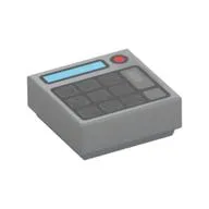 Tile 1 x 1 with Keypad, Blue Slit, Red Button Print